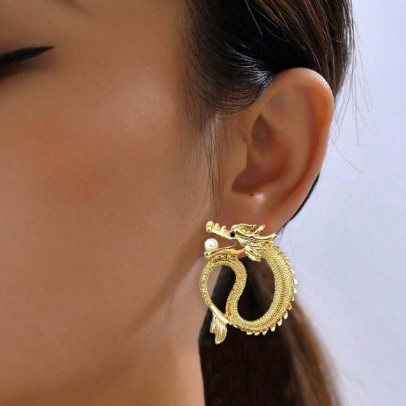 Chinese Dragon Pearl~ Loong Asian Zodiac Treasure Mythical Creature Monster Stud - Picture 2 of 16